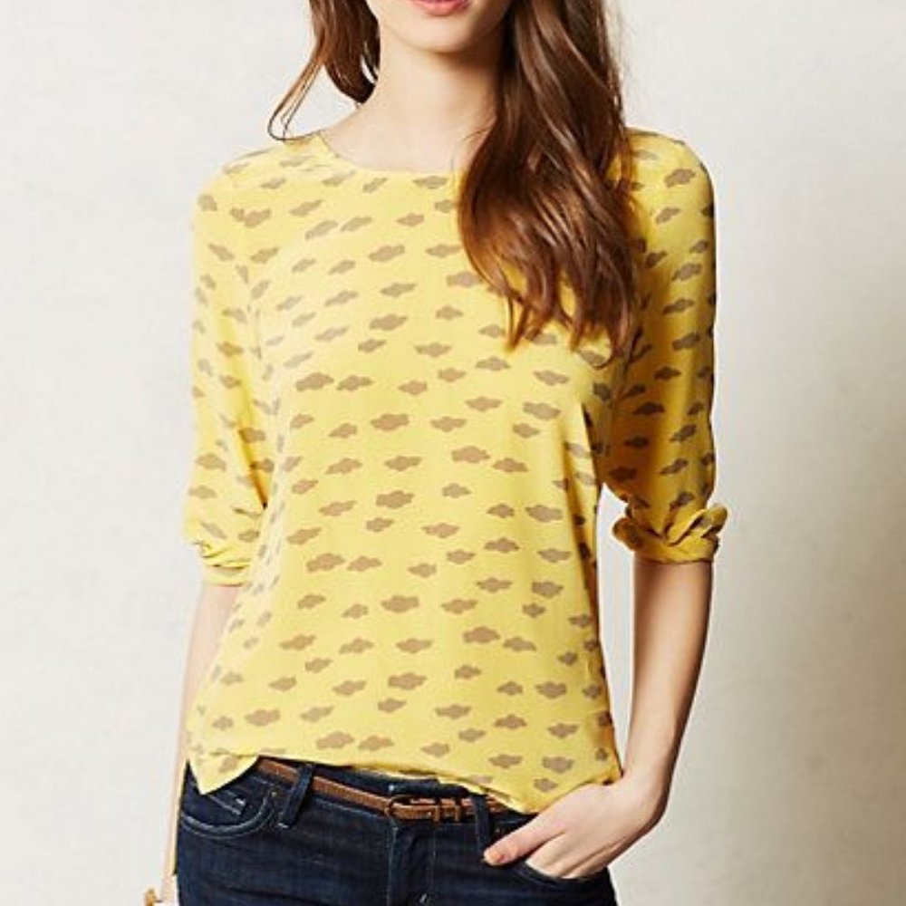 Anthropologie Maeve Linosa Silk Top Sz Sm